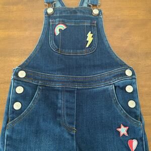 Mini Boden toddler girl denim overalls with applique' Girls little kids size 3-4